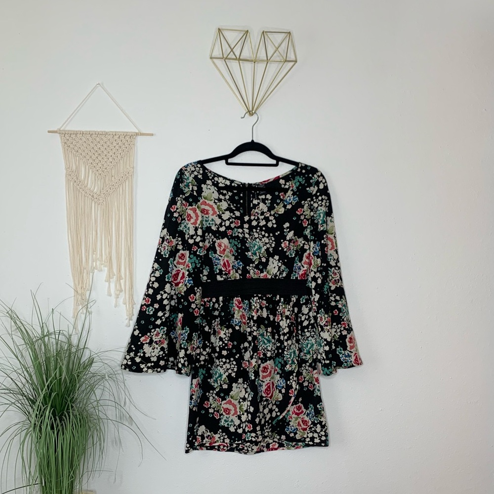 Bell-Sleeve Floral Dress